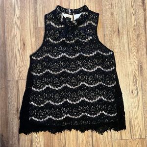 By&by lace high necked, sleeveless blouse